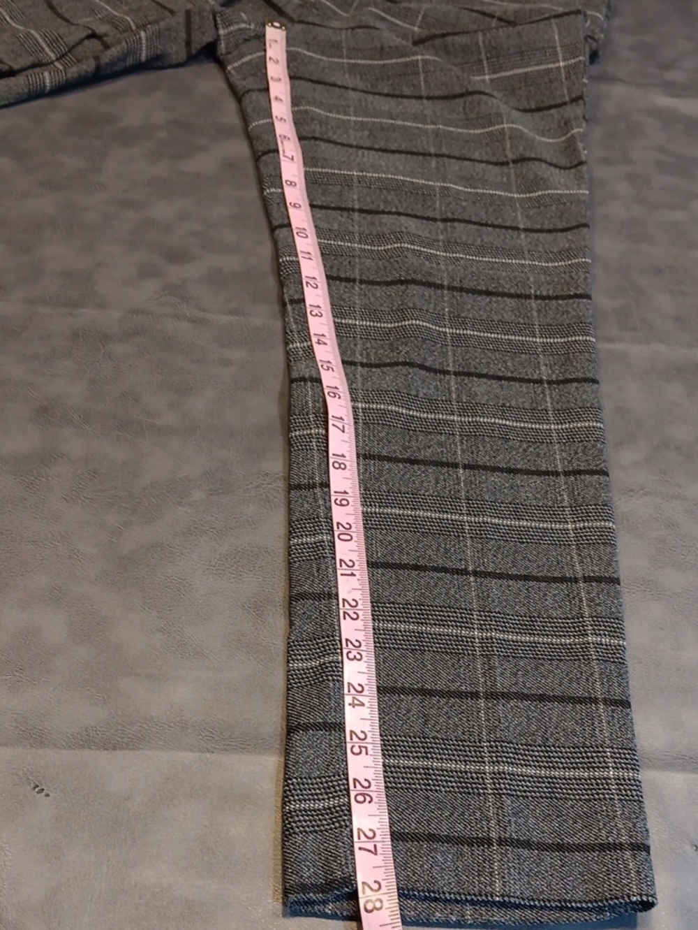 Tribal Pull On Glen Plaid Ankle Pants Gray Stretch Size 14 - Picture 9 of 10